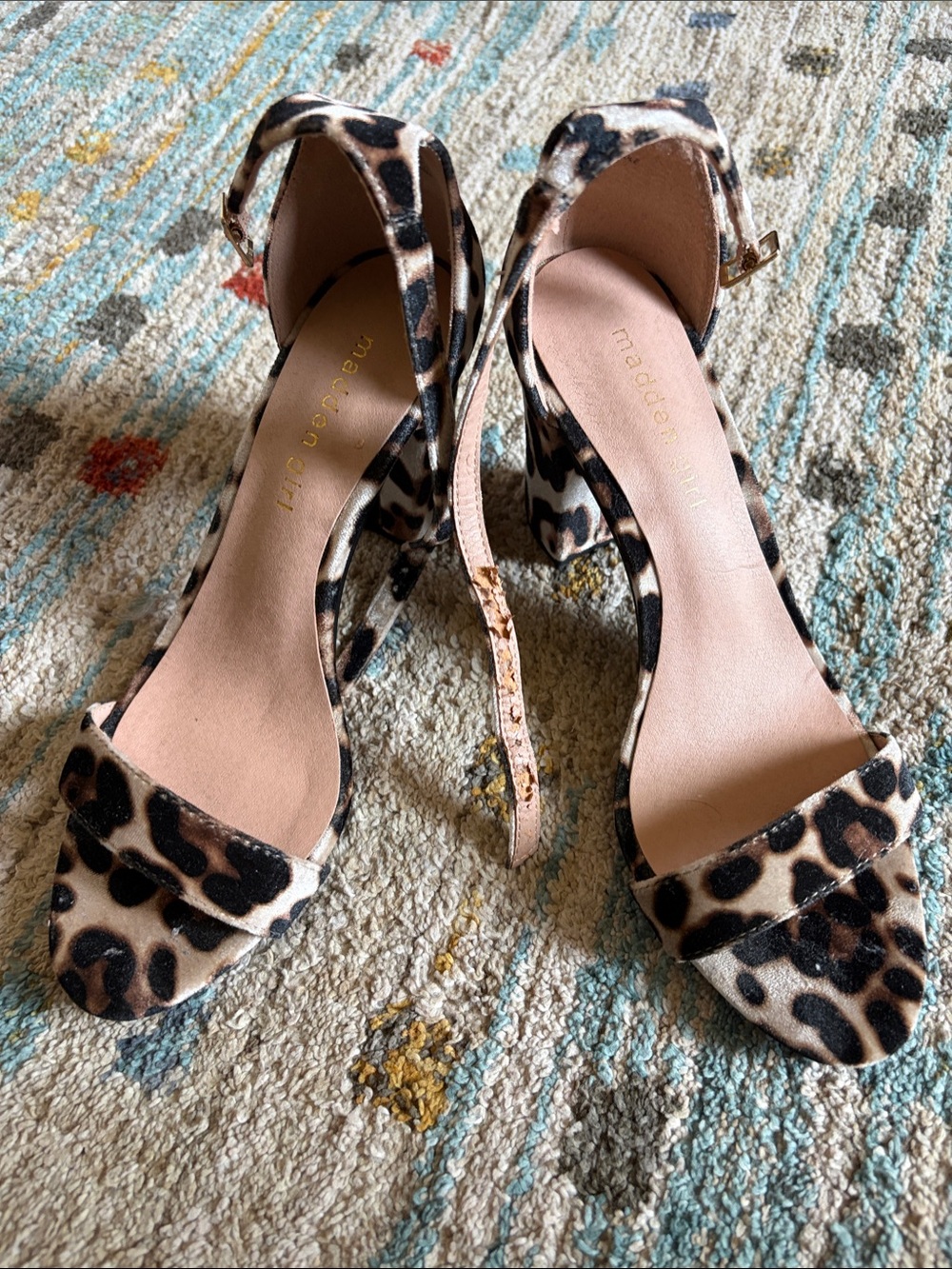 Madden Girl Leopard Print Ankle-Strap Block Heels - Brown/Black